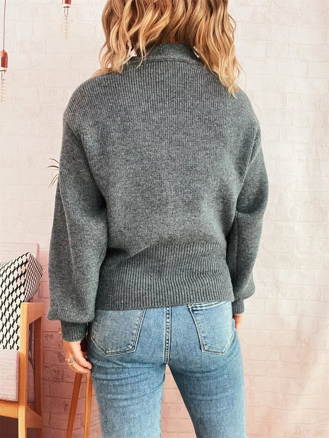 Button Up Long Sleeve Cardigan - Cardigan