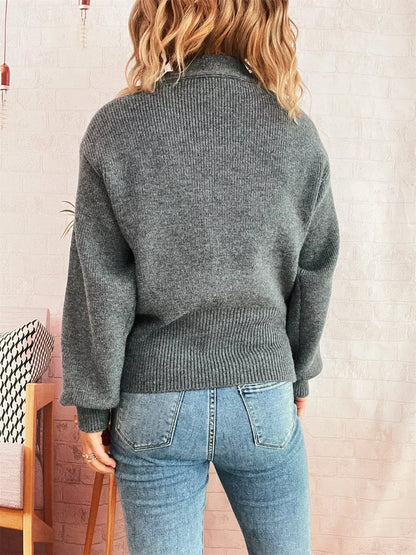 Button Up Long Sleeve Cardigan - Cardigan