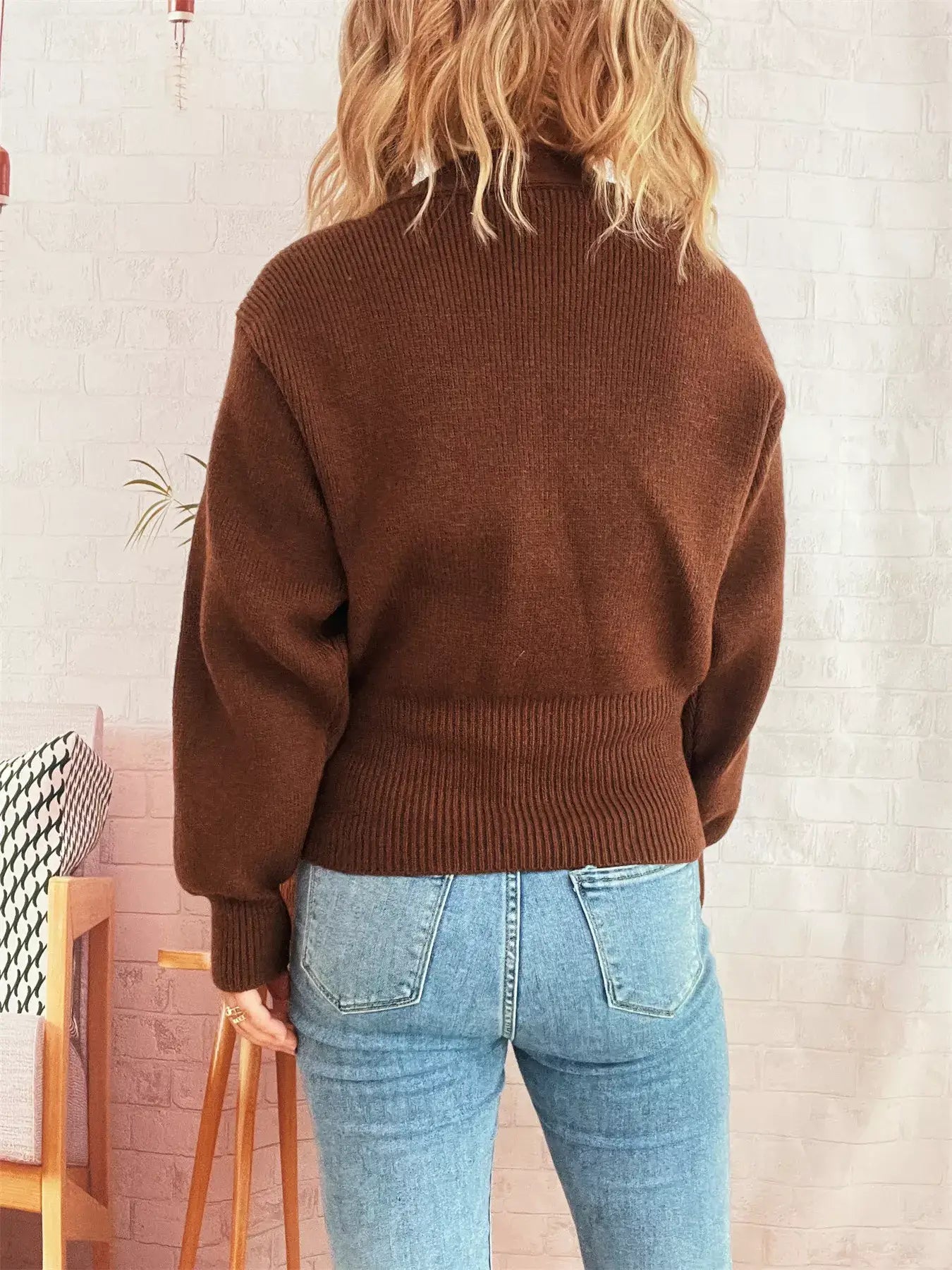 Button Up Long Sleeve Cardigan - Cardigan