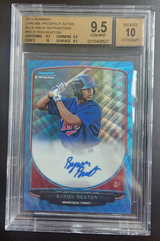 Byron Buxton 2013 Bowman Chrome Autograph Blue Wave Refractor BGS 9.5 Gem Mint Card