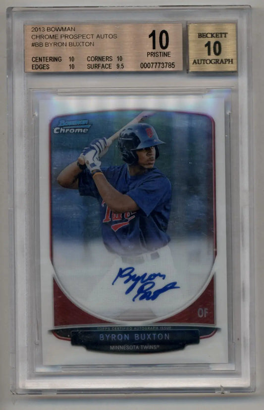 Graded BGS 10 Byron Buxton 2013 Bowman Chrome Prospect Auto in protective case