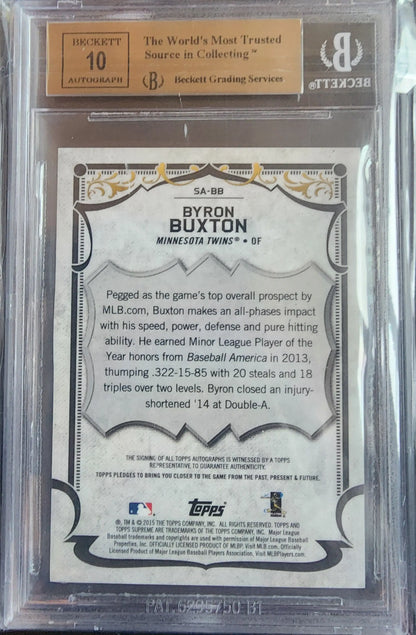 Graded Byron Buxton 2015 Topps Supreme Auto card BGS 10 Pristine 10 auto