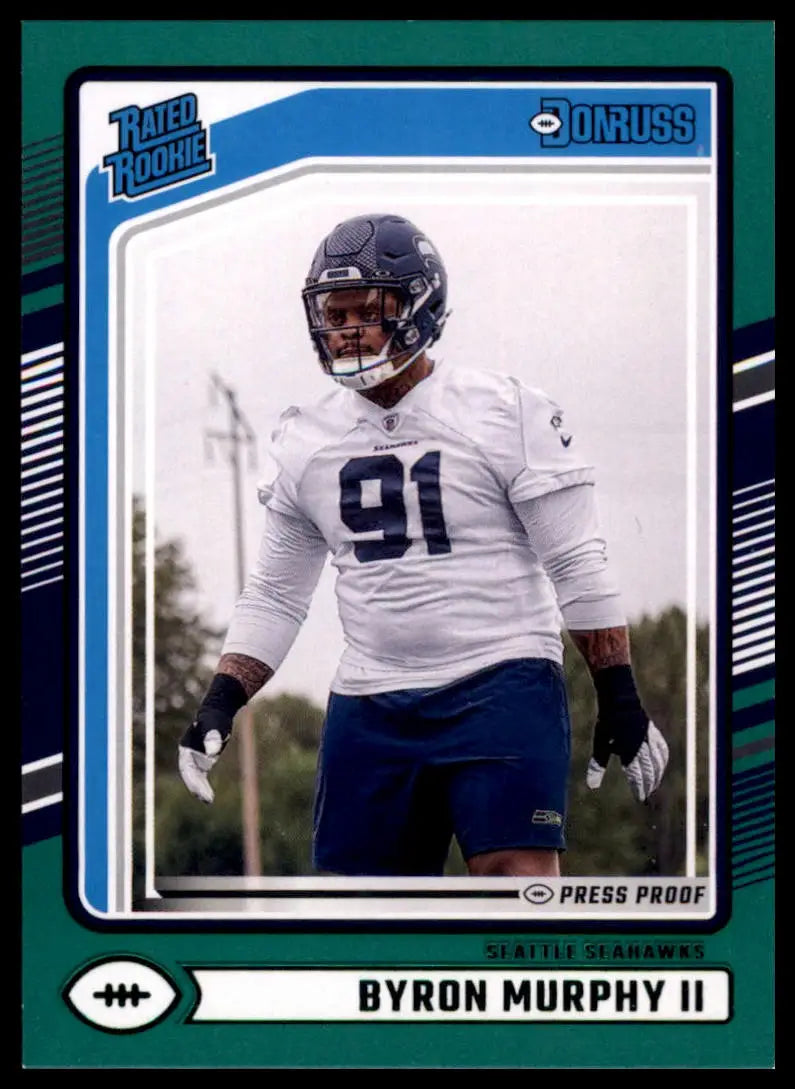 Byron Murphy II Rookie 2024 Donruss Press Proof Green football trading card Seattle Seahawks