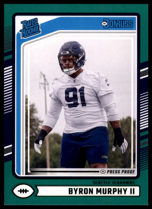 Byron Murphy II Rookie 2024 Donruss Press Proof Green football trading card Seattle Seahawks