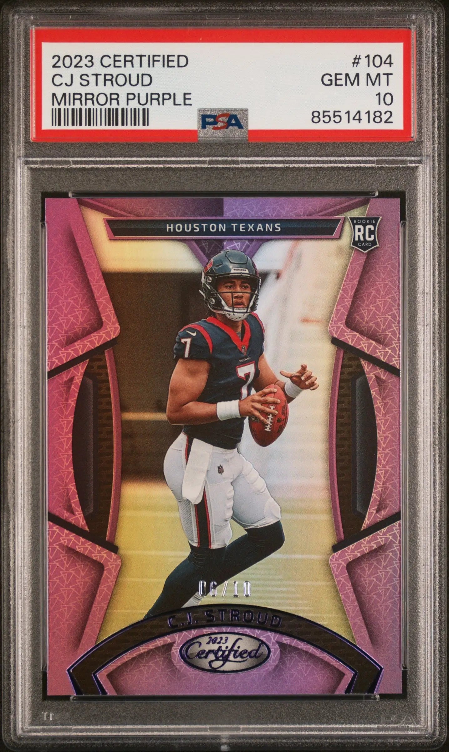 C.J. Stroud 2023 Certified #104 Mirror Purple #6/10 PSA 10 Gem Mint - Singles