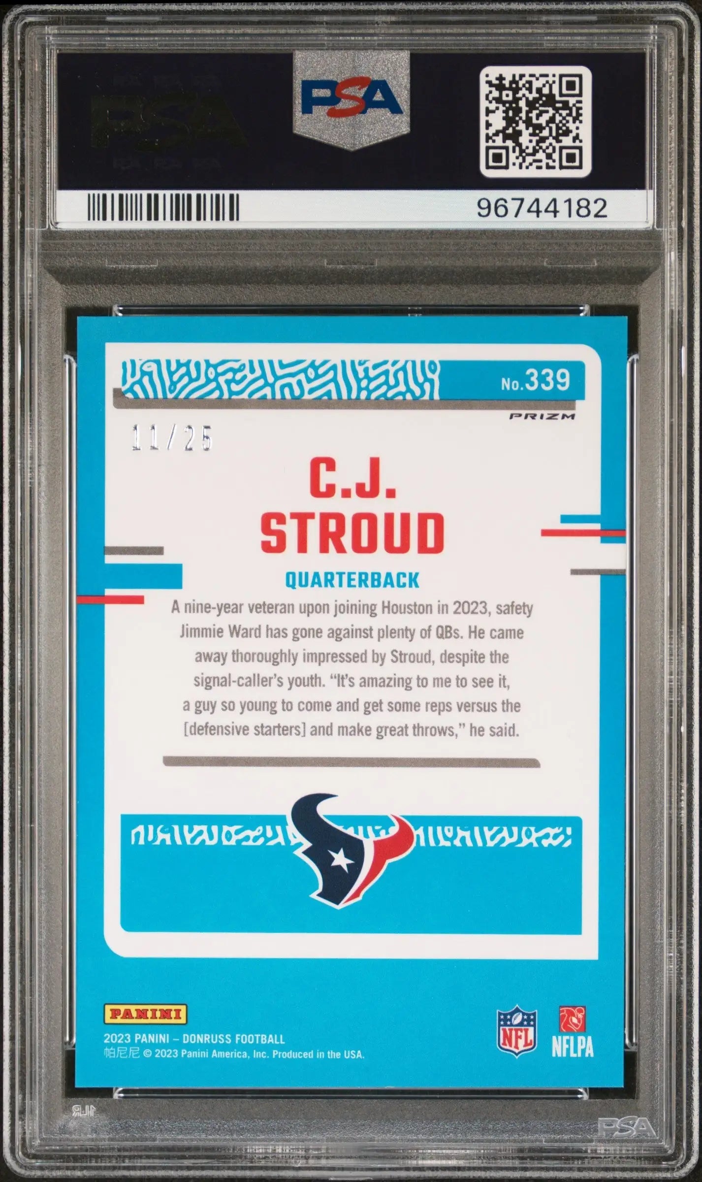 C.J. Stroud 2023 Donruss Optic Preview Black Pandora #11/25 PSA 9 Mint - Singles