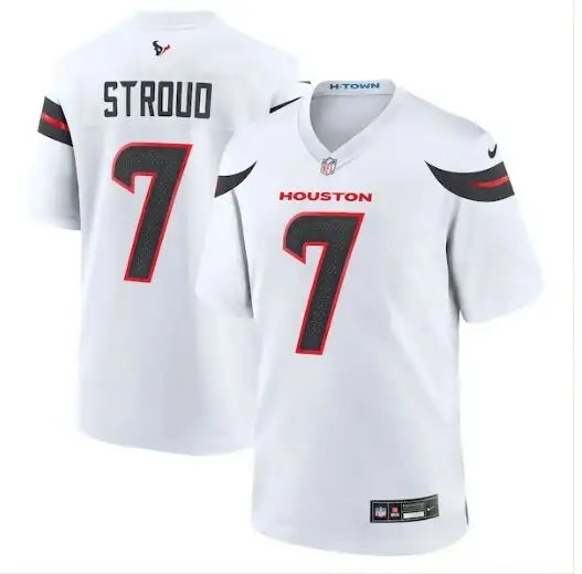 White Houston Texans C J Stroud football jersey displayed in product image