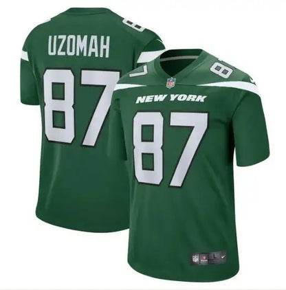 Green New York Jets Nike game jersey Gotham Green with number 87 featuring C J Uzomah