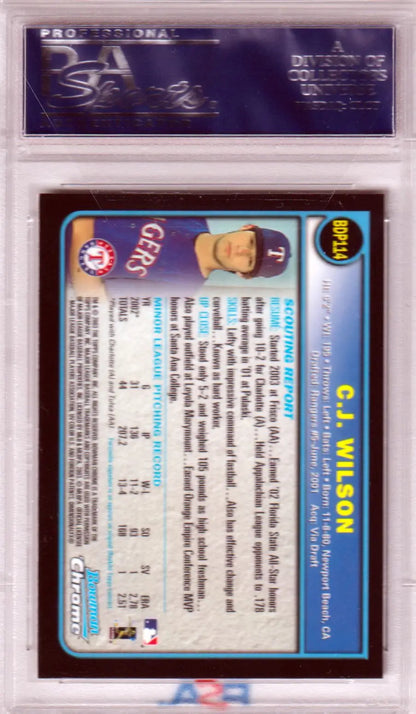 C J WILSON Bowman Chrome Draft RC Rookie Baseball Card PSA 10 GEM MINT