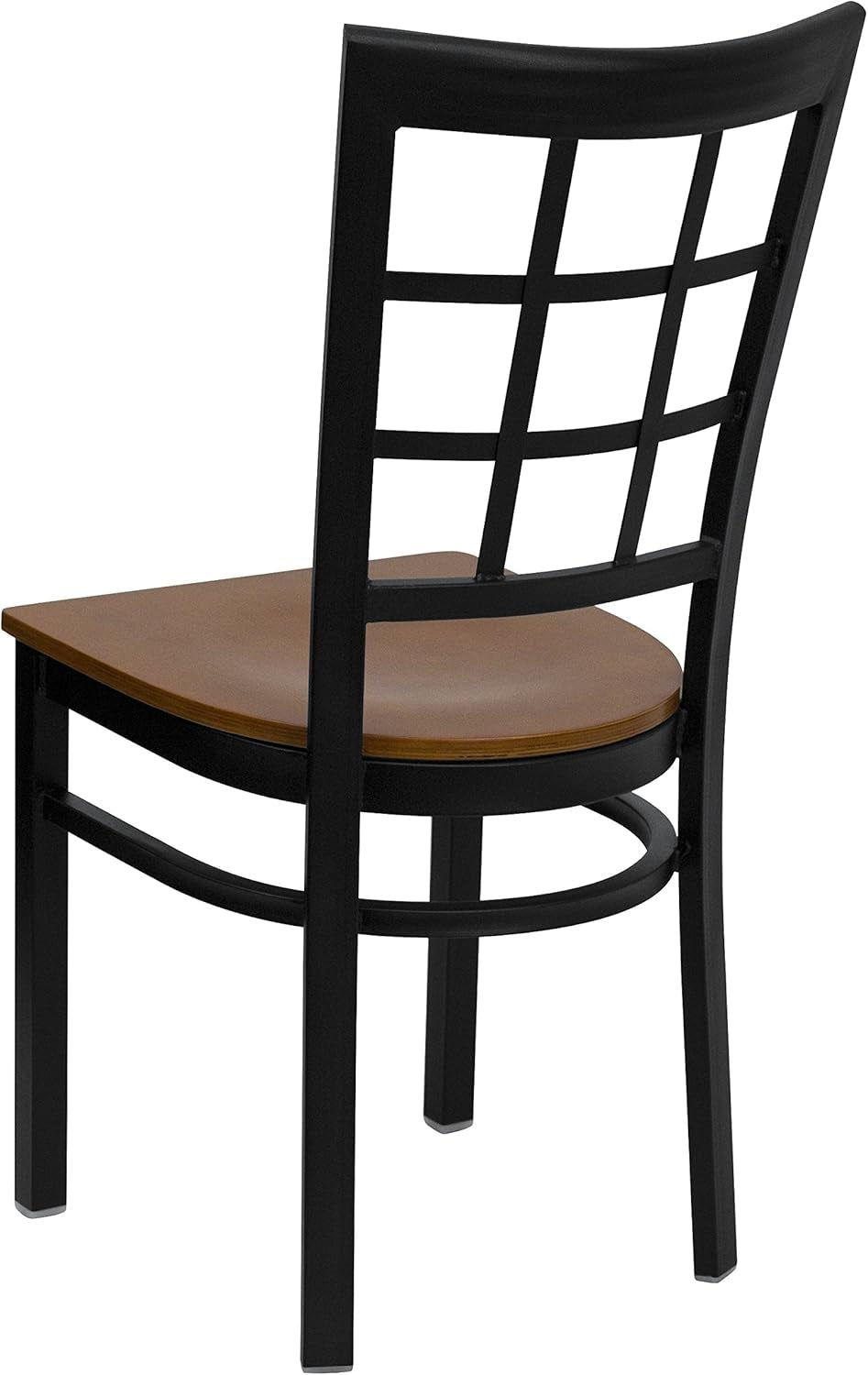 HERCULES Series Black Window Back Metal Restaurant Chair - Cherry Wood Seat-3