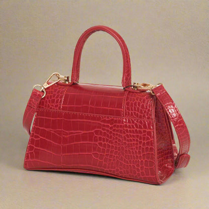Egon Von Furstenberg red synthetic Croc embossed Handbags