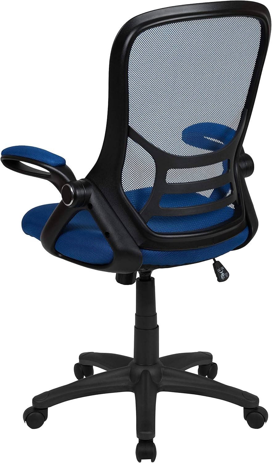 Porter High-Back Swivel Office Chair with Adjustable Lumbar Support and Seat Height, Ergonomic Mesh Desk Chair with Flip-Up Armrests, Blue/Black-4
