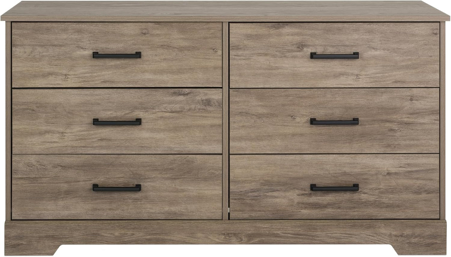 Rustic Ridge Farmhouse 6-Drawer Double Dresser, Brown Dresser for Bedroom, Chest of Drawers with 6 Storage Drawers, 53.25” Wide X 18.25” Deep X 28.5” Tall, Brown-3