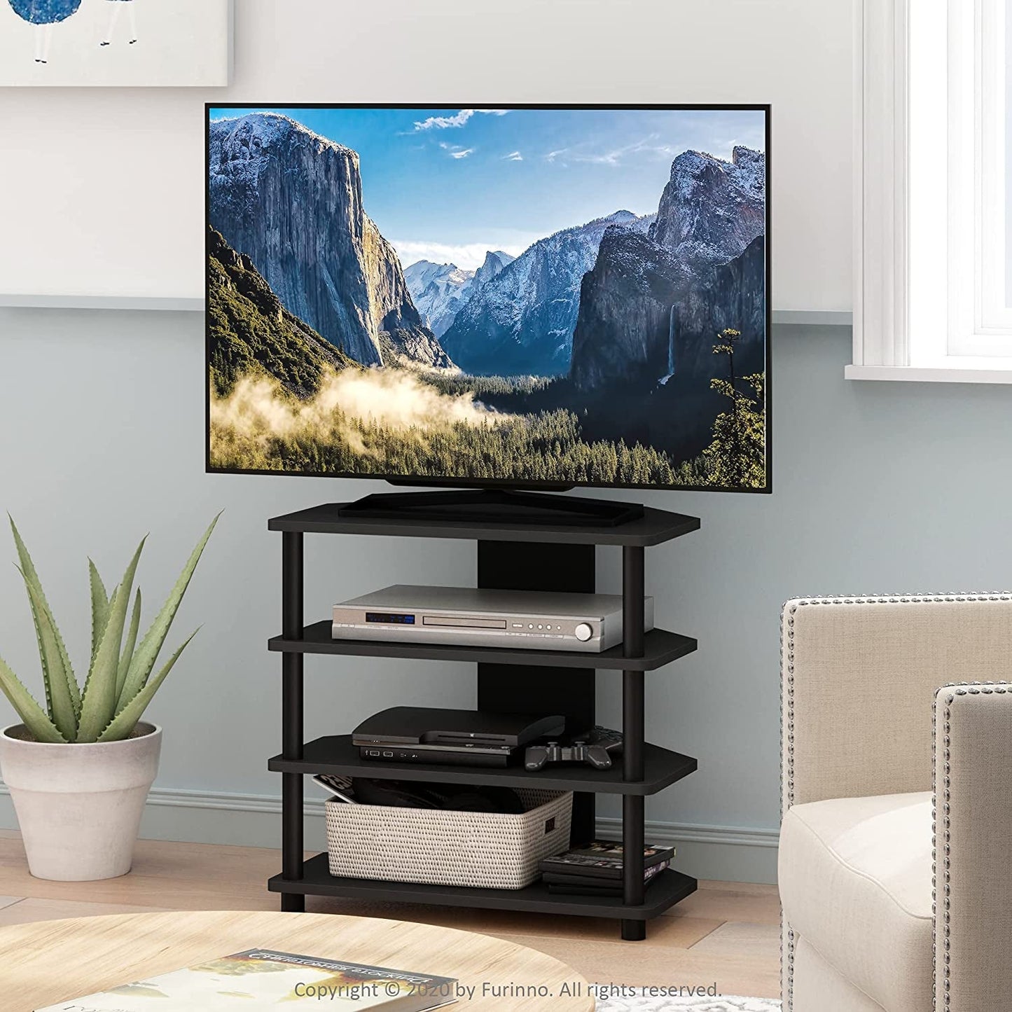 Turn-N-Tube Easy Assembly 4-Tier Petite Entertainment Center / TV Stand / TV Unit / TV Desk, Blackwood-2
