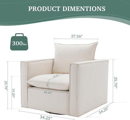 Swivel Accent Chair Set of 2 Beige Upholstered Chairs-1