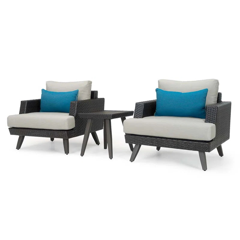 Durable Cushions Three Piece Wicker Patio Seating Set-2