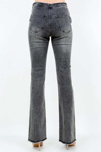 American Bazi V-Cut Ruched Flare Pants