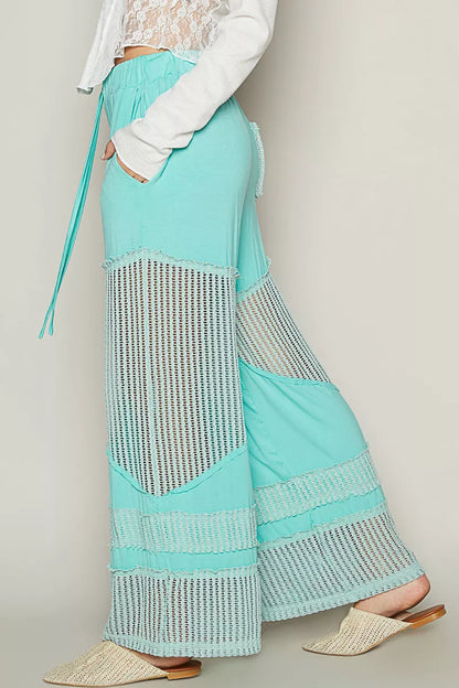 POL Drawstring Elastic Waistband Wide-Leg Pants