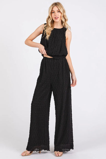 Mittoshop Textured Stretchy Crop Tank and Pants Set