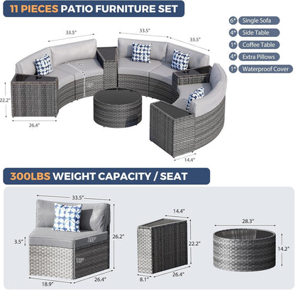 Curved Rattan Sectional Sofa Set for Outdoor Relaxation-1
