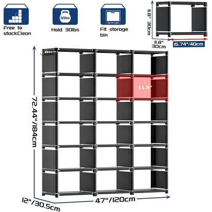 Bookcase, 18-Cube Extra Large Book Shelf, DIY Cube Storage Organizer for Bedroom, Living Room, Home Office - Black-2