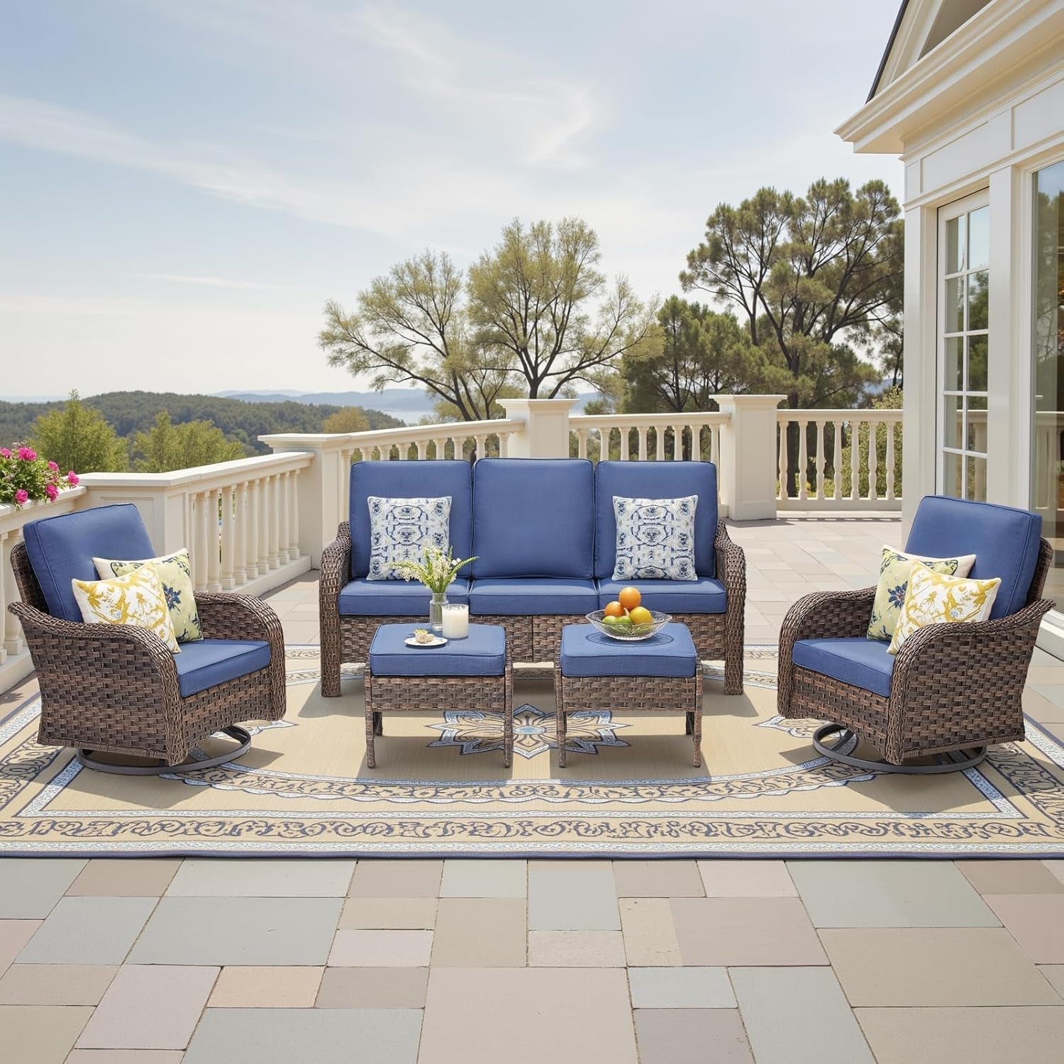 All-Weather Wicker Outdoor Patio Furniture Set With Swivel Rockers-0