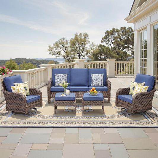 All-Weather Wicker Outdoor Patio Furniture Set With Swivel Rockers-0