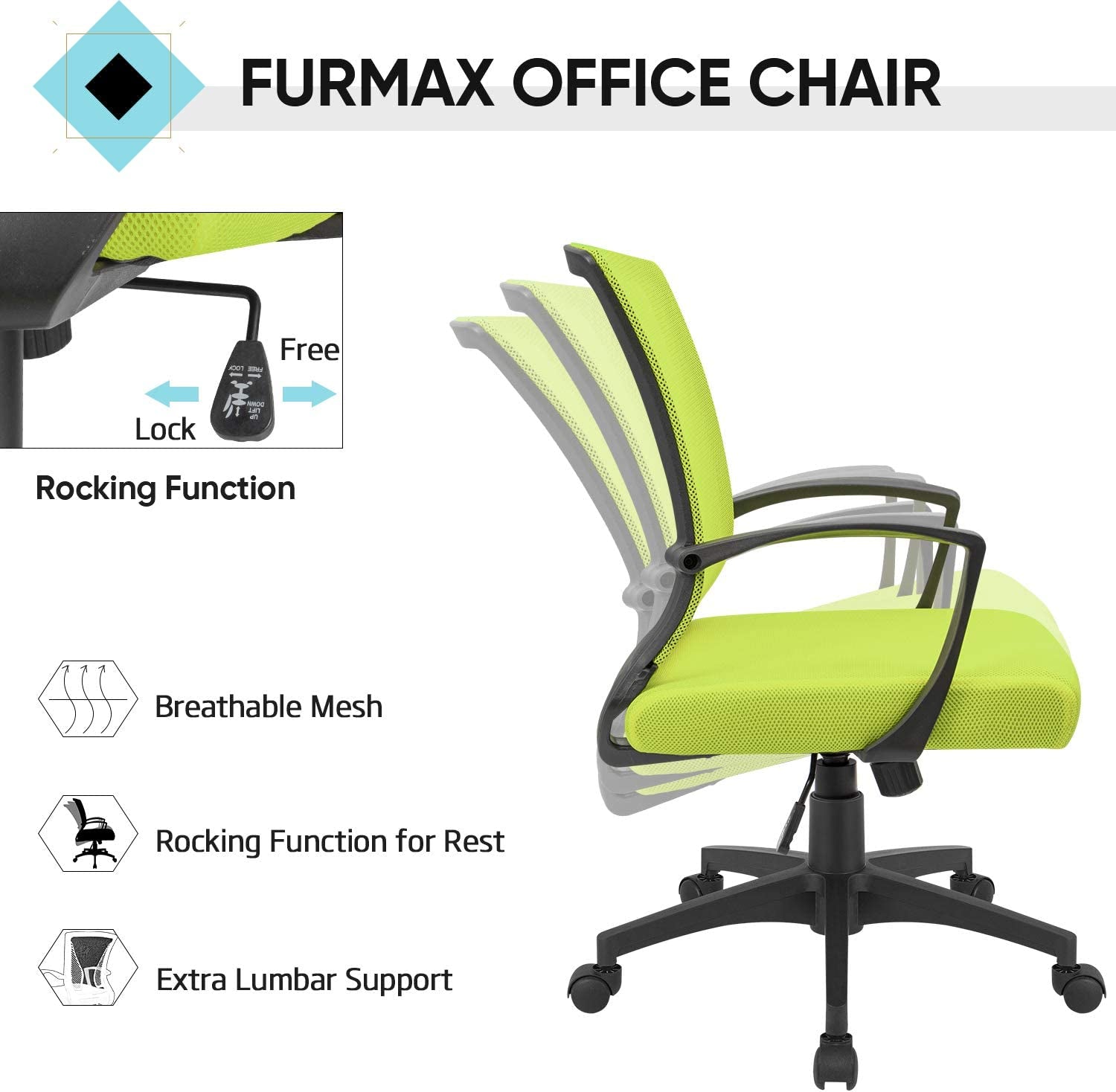 Cyan Ergonomic Office Chair with Armrests-4