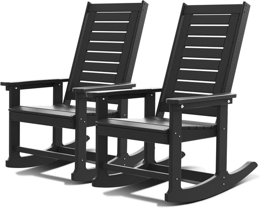Oversized Outdoor Rocking Chairs Set of Two Black-0