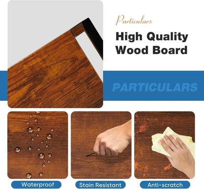 Rustic Brown Five Tier Bookshelf Narrow Space Saver-2