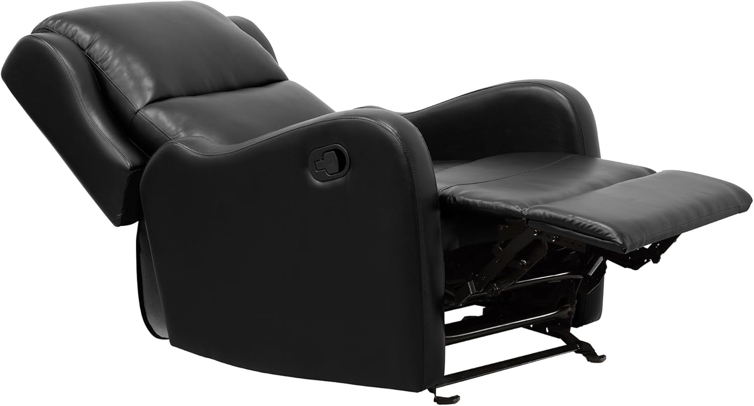 Recliner Chair Living Room Reclining Sofa Chair, Home Theater Seating Modern Recliner, Manual Recliner Sofa Chair for Living Room/Office/Apartment, Glider Recliner, Black-4