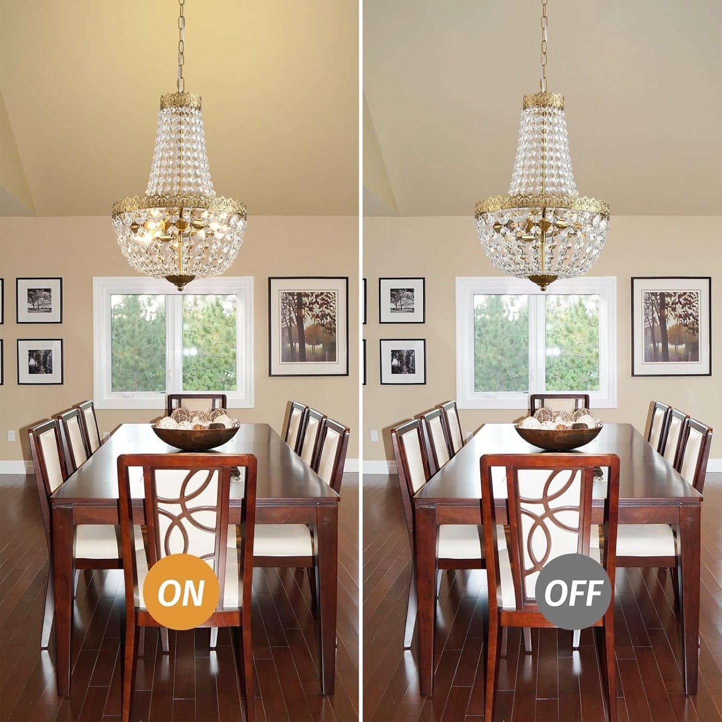 Antique Brass Crystal Chandelier Four Light Pendant-4