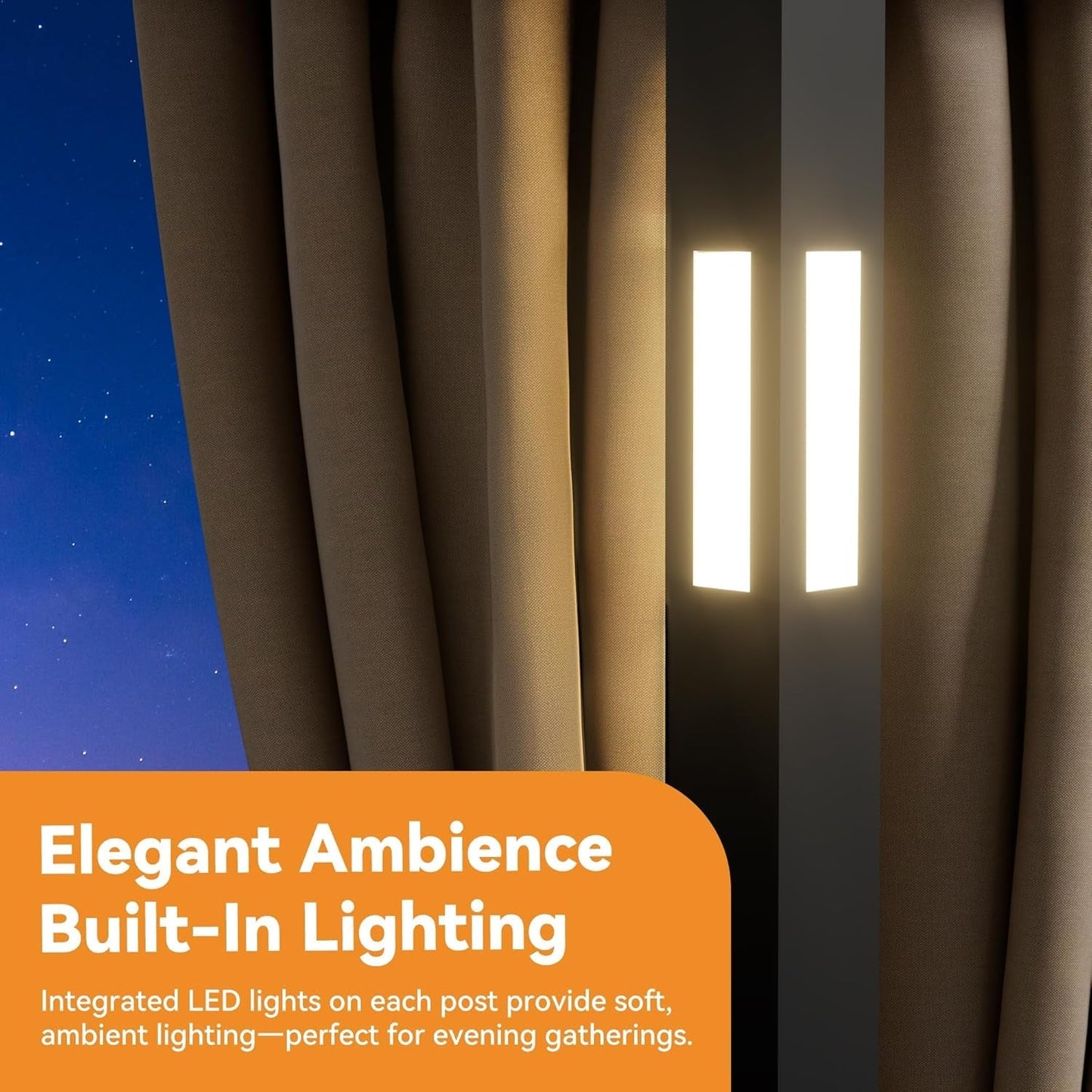 Heavy Duty Patio Gazebo with LED Lights and Speaker-4