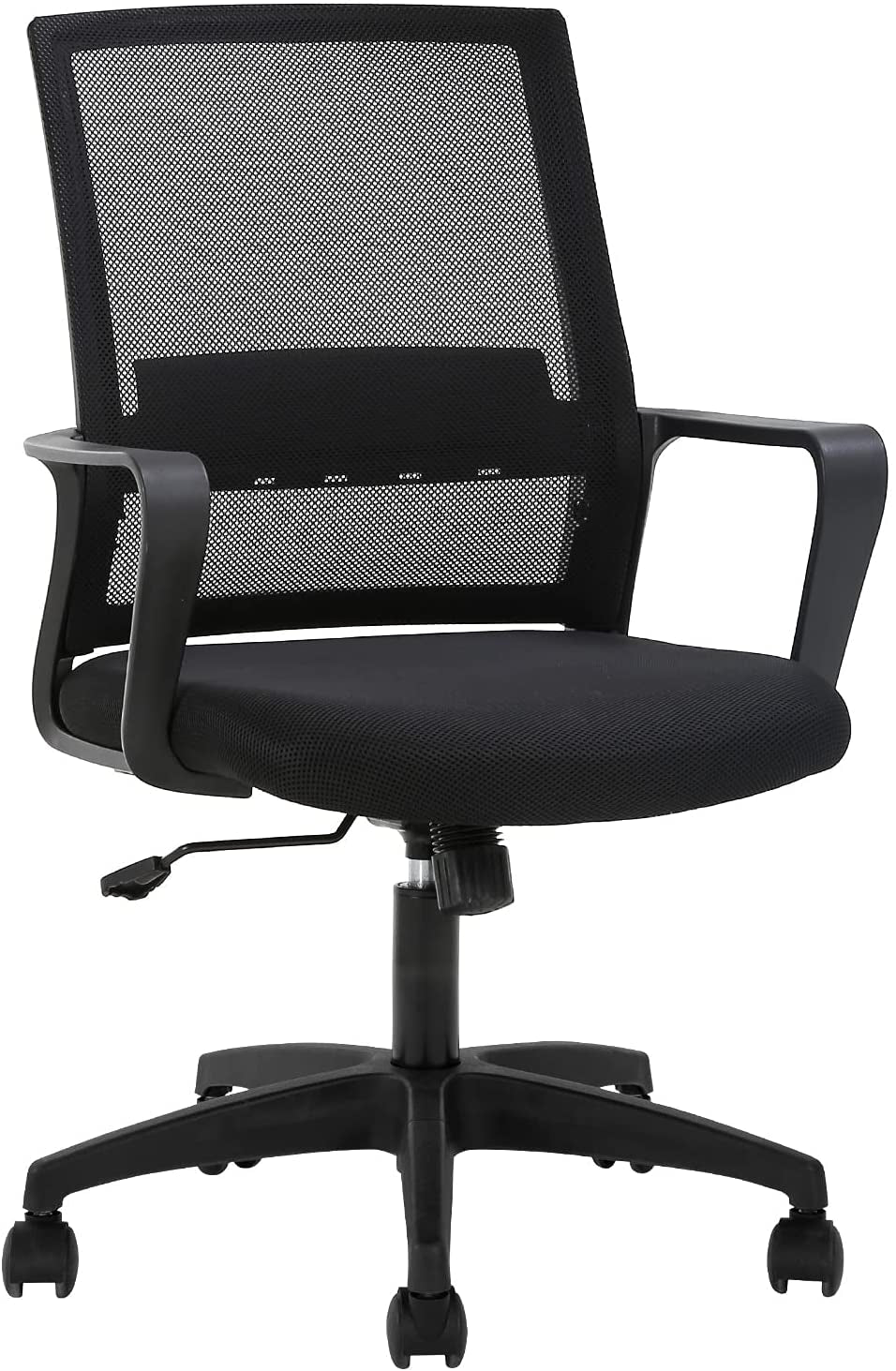 Office Chair Ergonomic Desk Chair Mid-Back Mesh Computer Chair Lumbar Support Comfortable Executive Adjustable Rolling Swivel Task Chair with Armrests,Black-0
