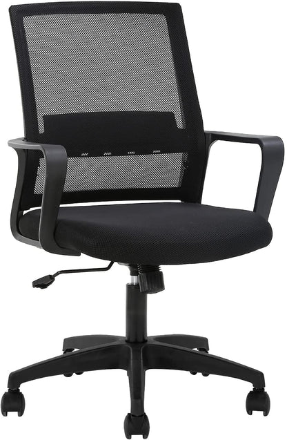 Office Chair Ergonomic Desk Chair Mid-Back Mesh Computer Chair Lumbar Support Comfortable Executive Adjustable Rolling Swivel Task Chair with Armrests,Black-0