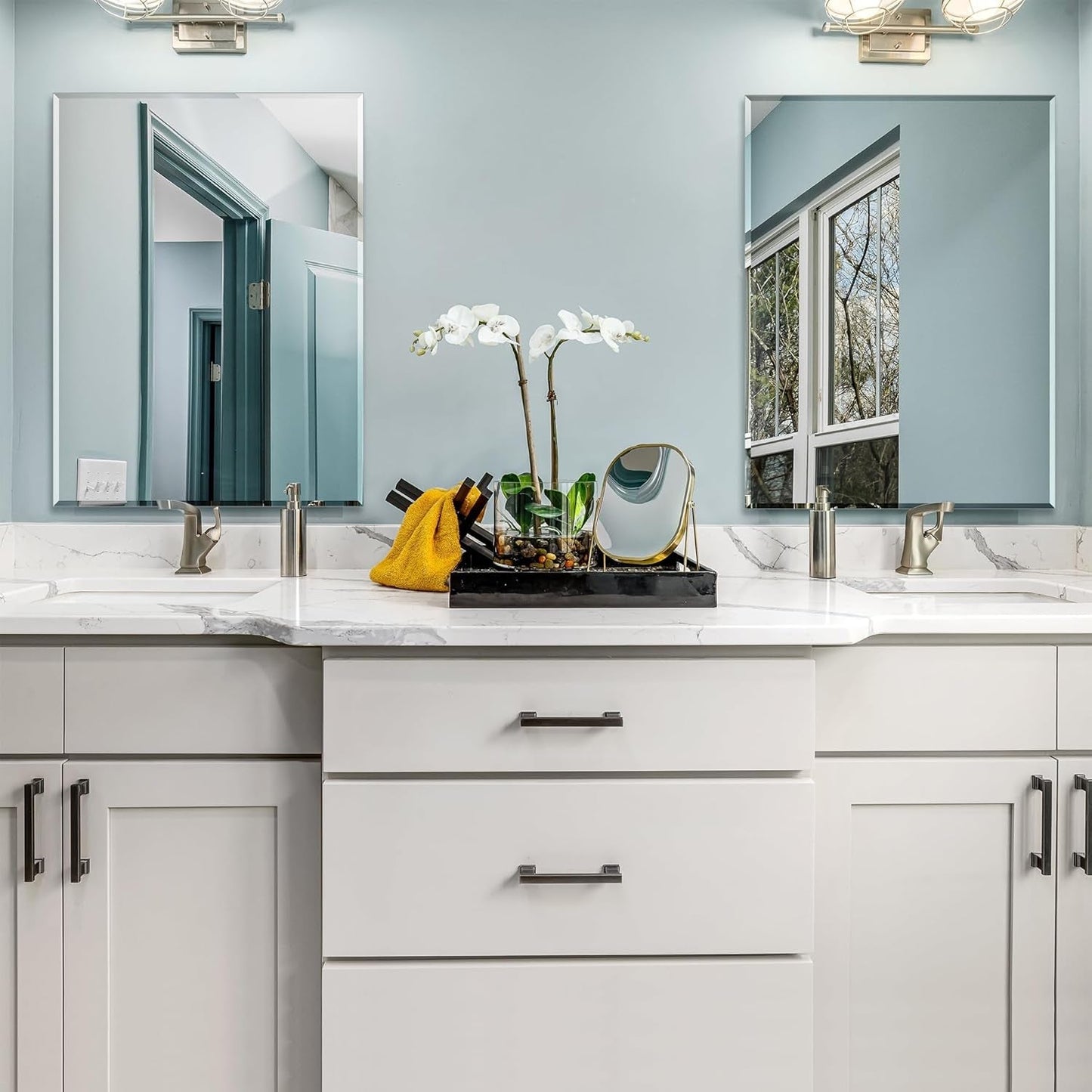 Wall Mirror Beveled Edge Frameless Mirror 24” X 32" Wall Mounted Mirror for Bathroom Vanity and Entryway-3