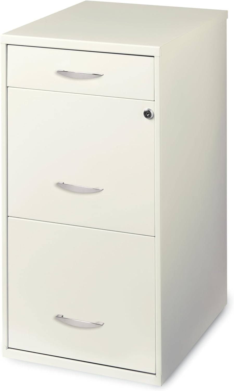 Hirsh  18" Deep 3-Drawer Contemporary Metal File Cabinet, Letter Size, Smooth Glides, for Small Office/Home Office, in Pearl White-0
