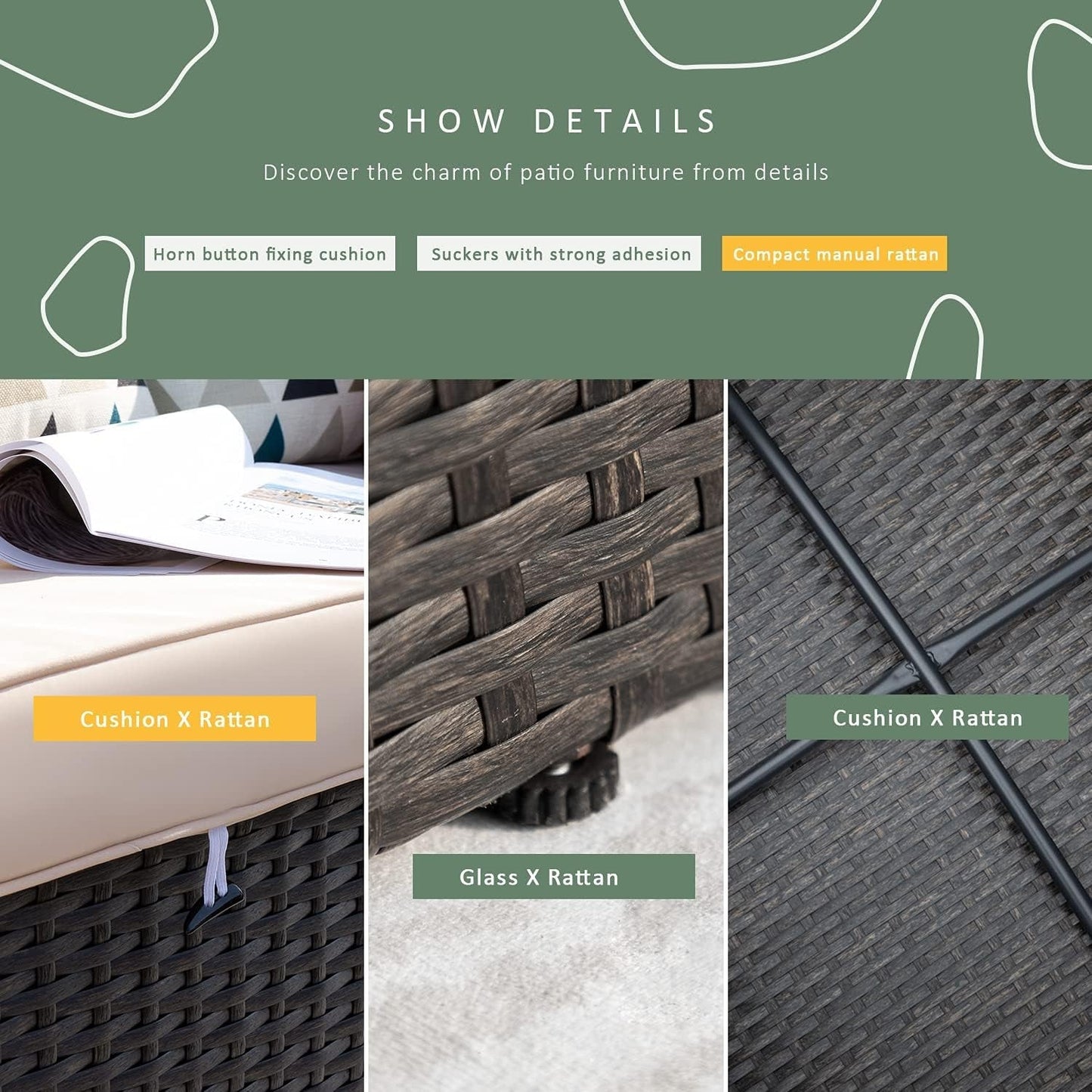 2 Pieces Patio Furniture Sets All-Weather Outdoor Sectional Armless Sofa (Beige)-3