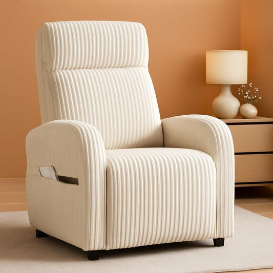 Corduroy High Back Accent Chair with Side Pockets Beige-0