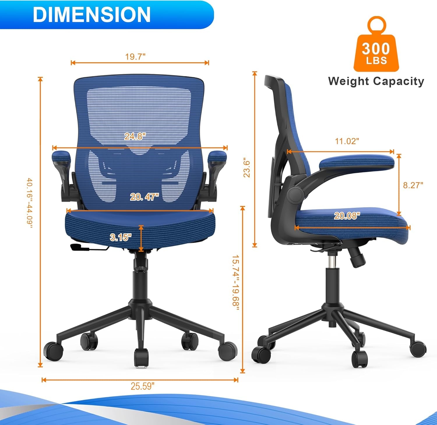 Office Chair, High Back Desk Chair Adjustable Height and Ergonomic Design Home Office Computer Chair Executive Lumbar Support Padded Flip-Up Armrest Swivel Task Chair-1
