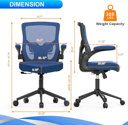 Office Chair, High Back Desk Chair Adjustable Height and Ergonomic Design Home Office Computer Chair Executive Lumbar Support Padded Flip-Up Armrest Swivel Task Chair-1