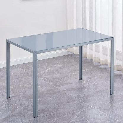 Gray Rectangular Glass Dining Table, 6-Person-0