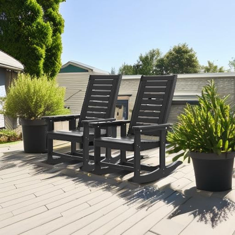 Oversized Outdoor Rocking Chairs Set of Two Black-4