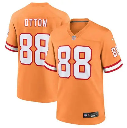 Orange and white Cade Otton Tampa Bay Buccaneers Nike Game Player Jersey with number 88