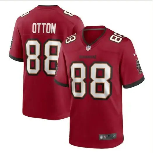 Red and black Cade Otton Tampa Bay Buccaneers Nike Game Player Jersey with number 88