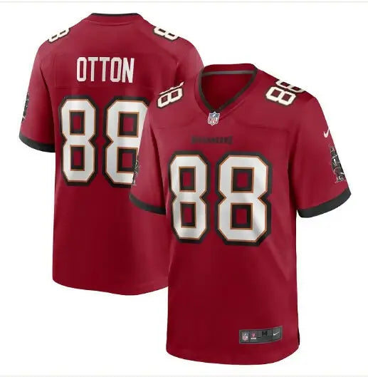 Red Cade Otton Tampa Bay Buccaneers Nike throwback game jersey with white trim and number 88
