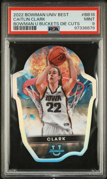 PSA 9 Mint Caitlin Clark 2022 Bowman Best U Buckets Die Cuts basketball card
