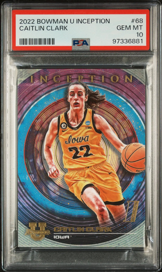 Caitlin Clark Bowman U Inception 2022 basketball trading card PSA 10 Gem Mint