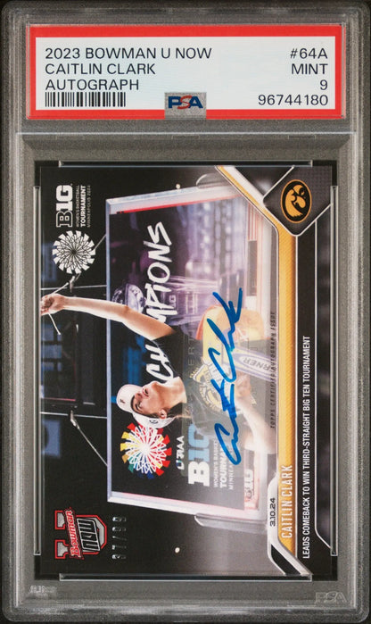 Caitlin Clark 2023 Bowman U Now 64A Autograph trading card PSA 9 Mint #37/99