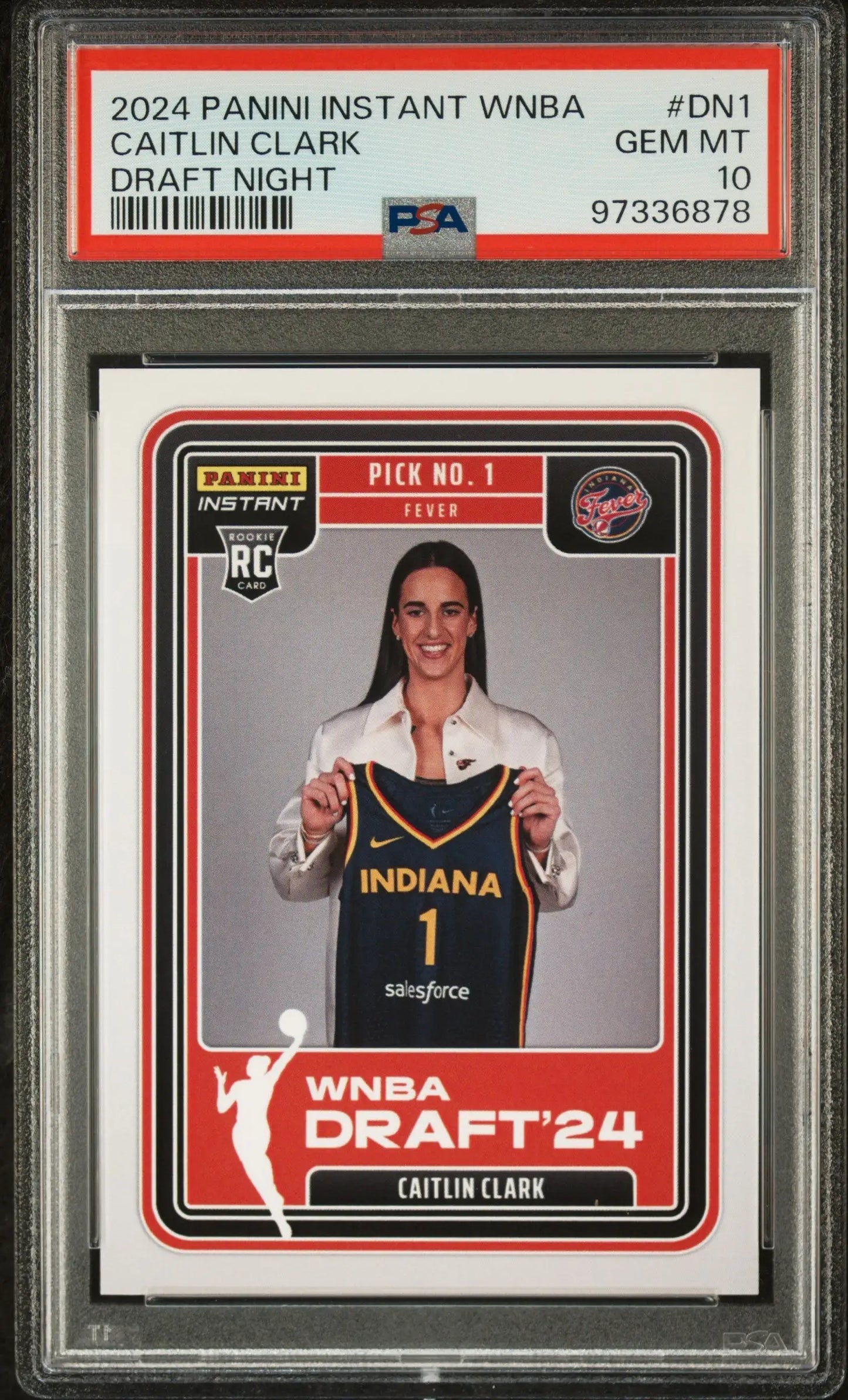 Graded 2024 Panini Instant WNBA Caitlin Clark Draft Night trading card, PSA 10 Gem Mint
